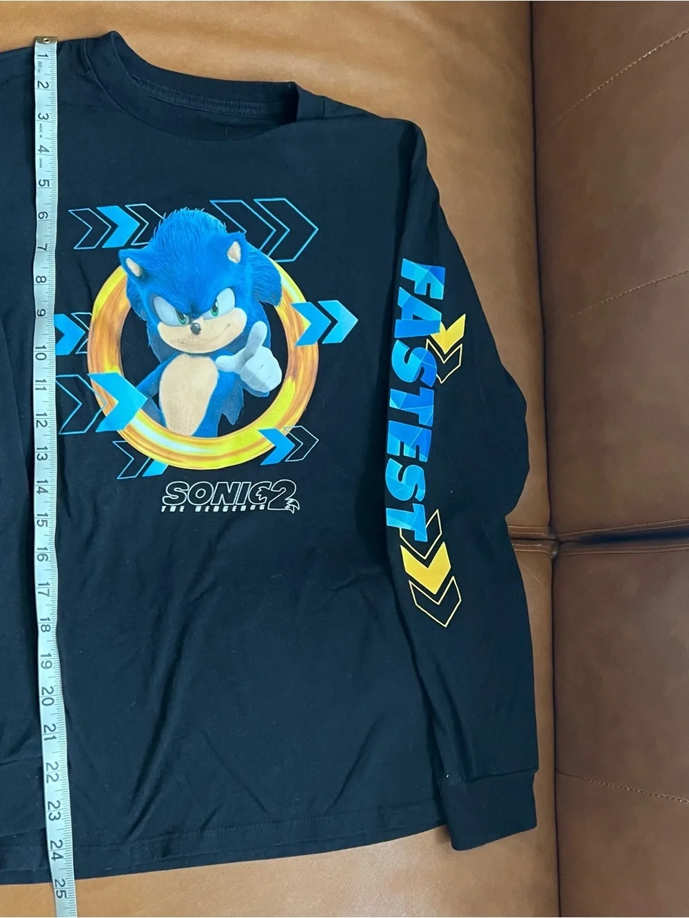 Sonic the Hedgehog Boy's XL 18/20 Long Sleeve Black Graphic Tee Shirt.